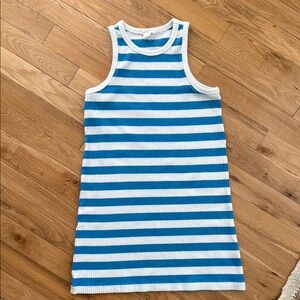 Crewcuts by J.Crew Blue & White Striped Ribbed Dress | Size 8 (Girls)